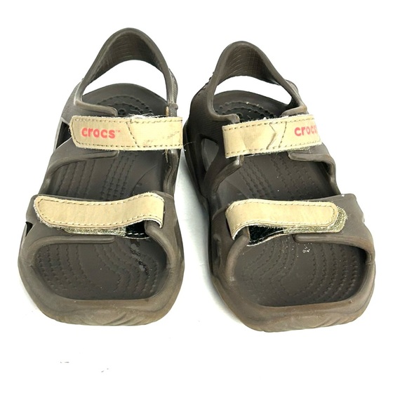 Crocs  Brown Sandal Toddler Kids Size C10 Hook Loop Shoes - Picture 2 of 10